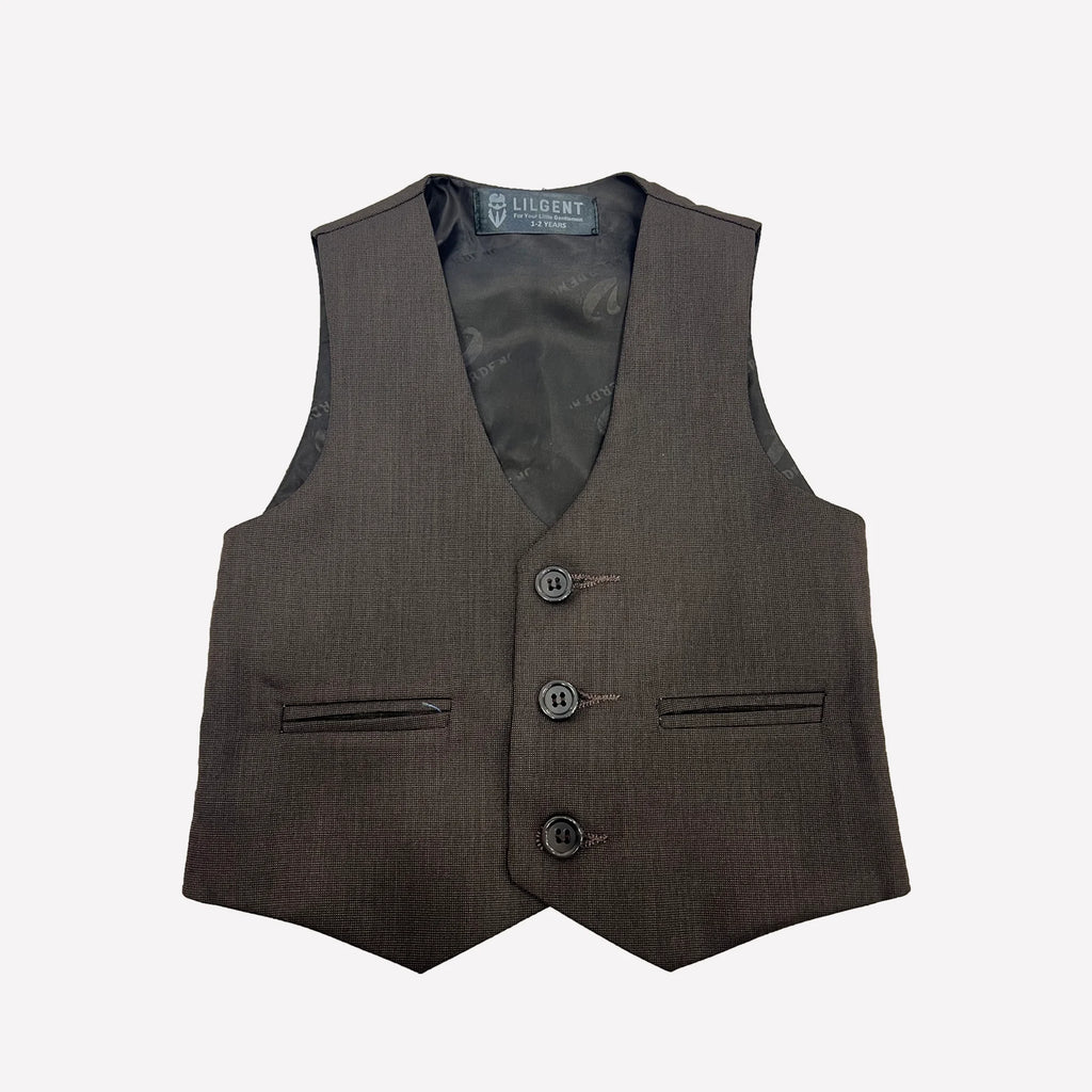 Baby Boy 4 Piece Dark Brown Self Formal Suit