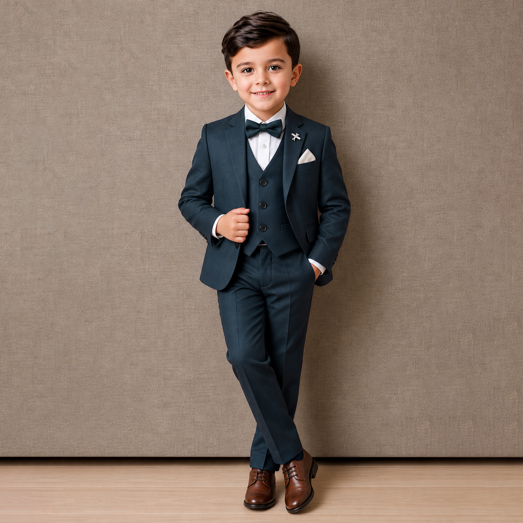 Baby Boy 4 Piece Teal Green Coat Formal Suit