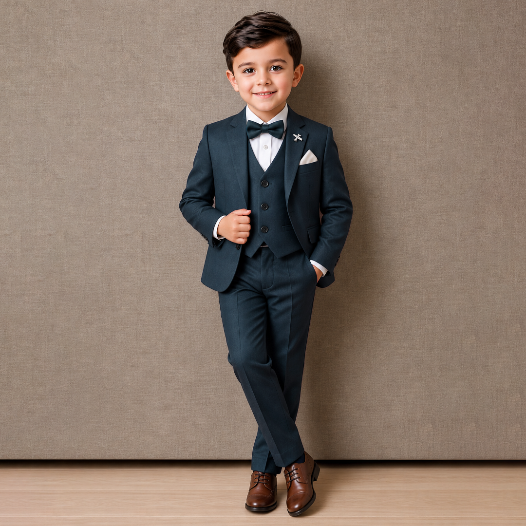 Baby Boy 4 Piece Teal Green Coat Formal Suit