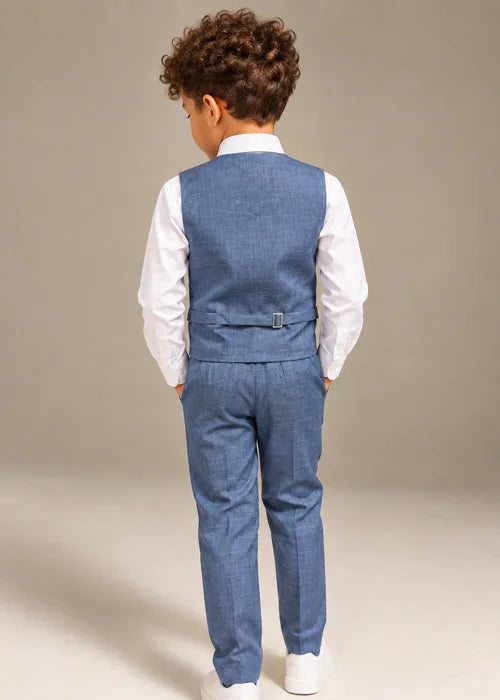 Baby Boy Light Blue Self Waistcoat Formal Set
