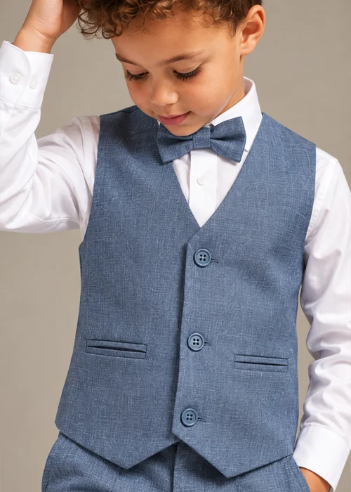 Baby Boy Light Blue Self Waistcoat Formal Set