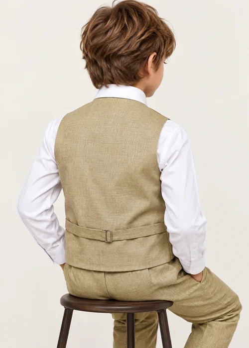 Baby Boy Beige Waistcoat Formal Set