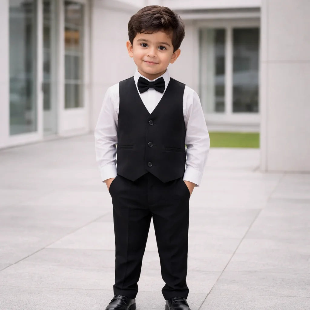 Baby Boy Black Waistcoat Formal Set