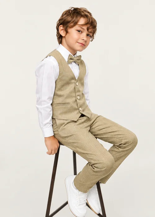 Baby Boy Beige Waistcoat Formal Set