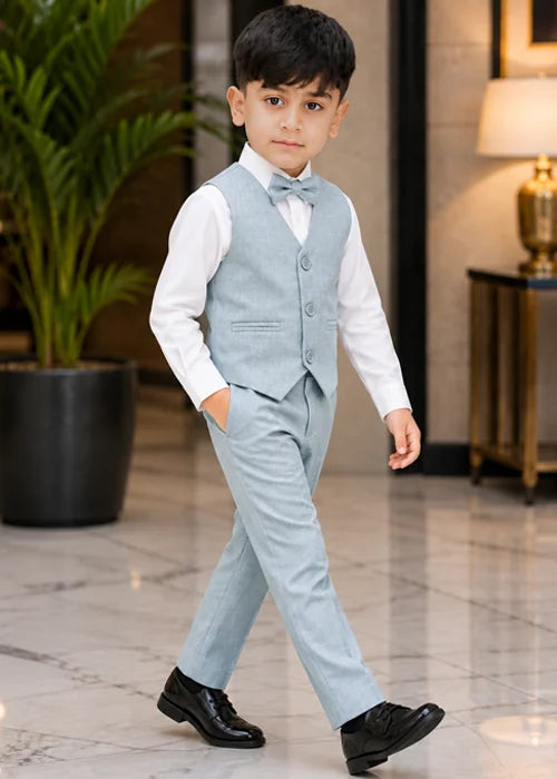 Baby Boy Light Grey Waistcoat Formal Set