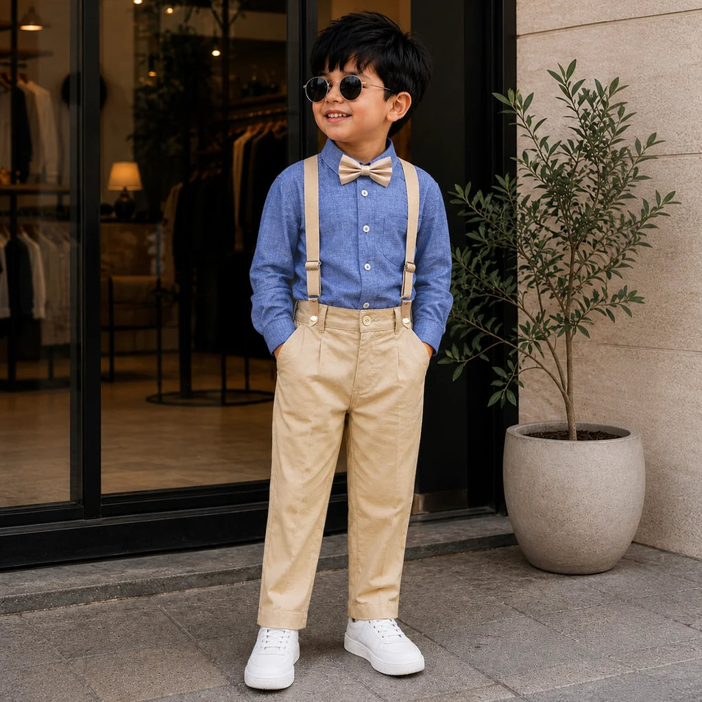 Baby Boy Shamray Blue Shirt / Skin pant Formal Gallis suit