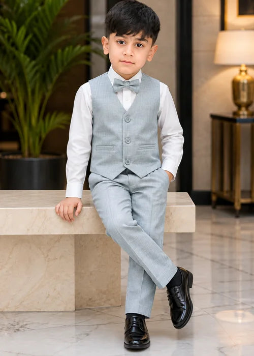 Baby Boy Light Grey Waistcoat Formal Set