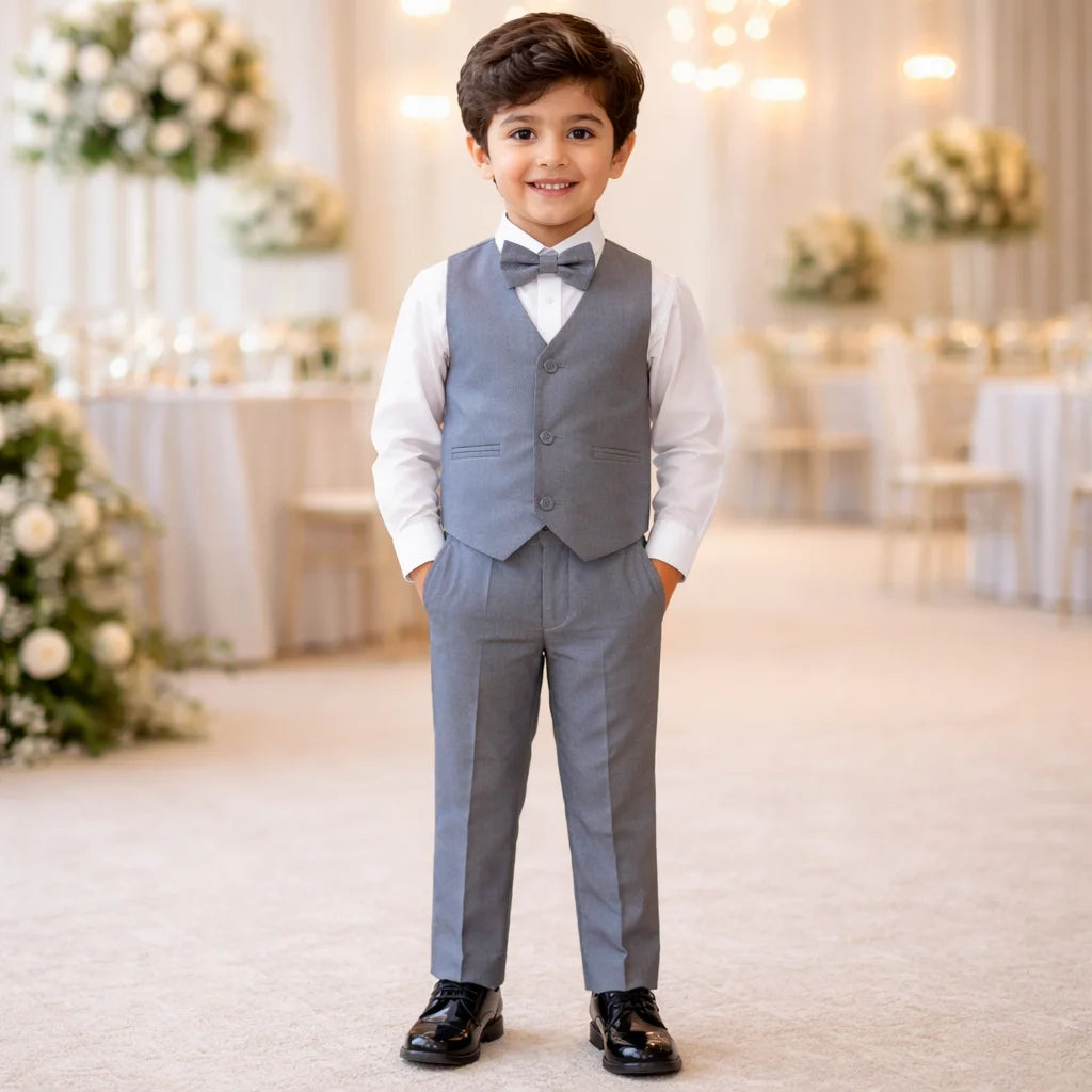 Baby Boy Smoke Grey Waistcoat Formal Set