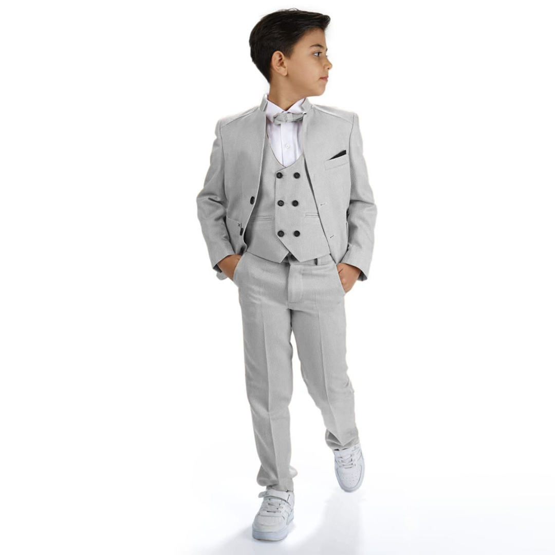 Baby Boy 4 Piece Silver Grey Formal Suits