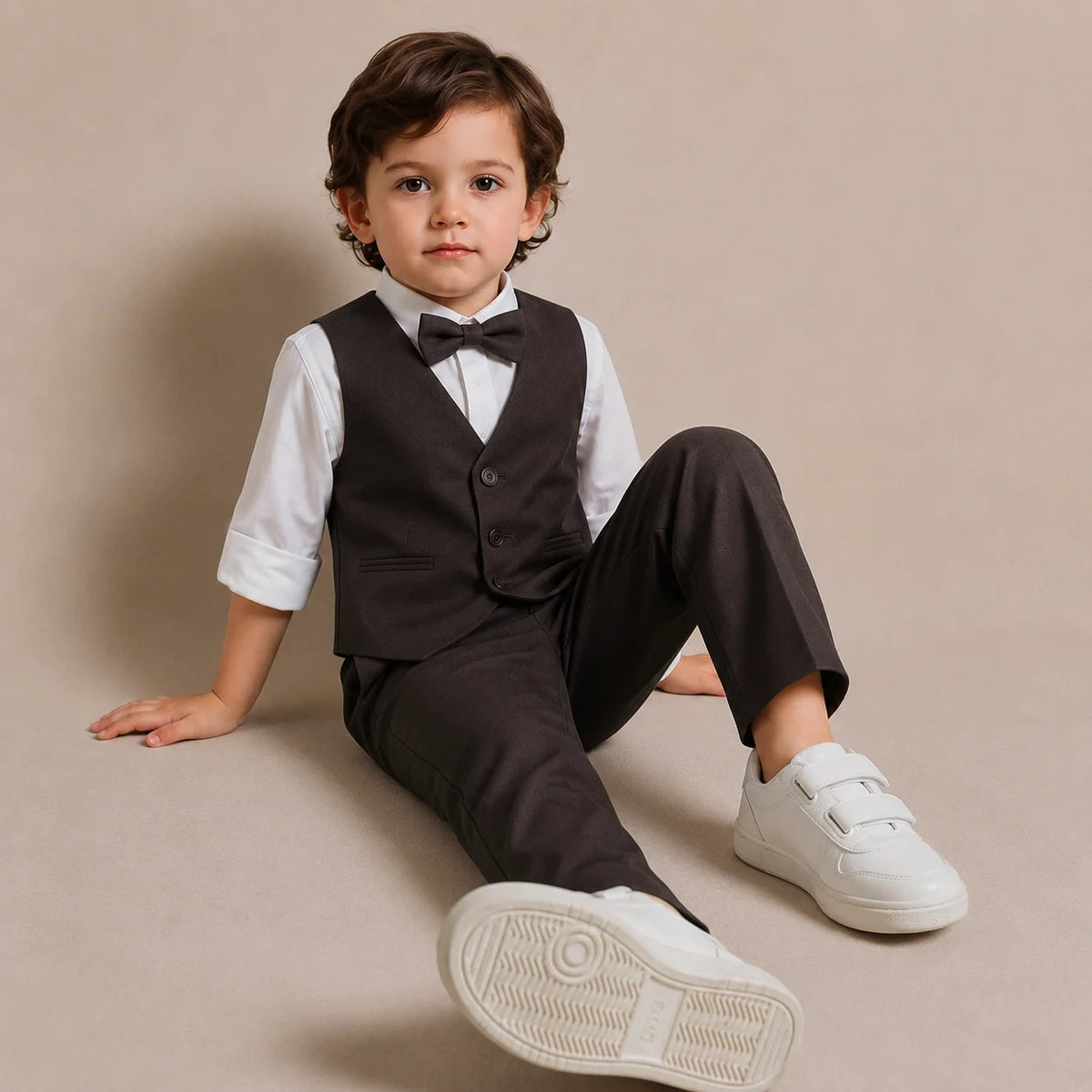 Baby Boy Dark Brown Waistcoat Formal Set