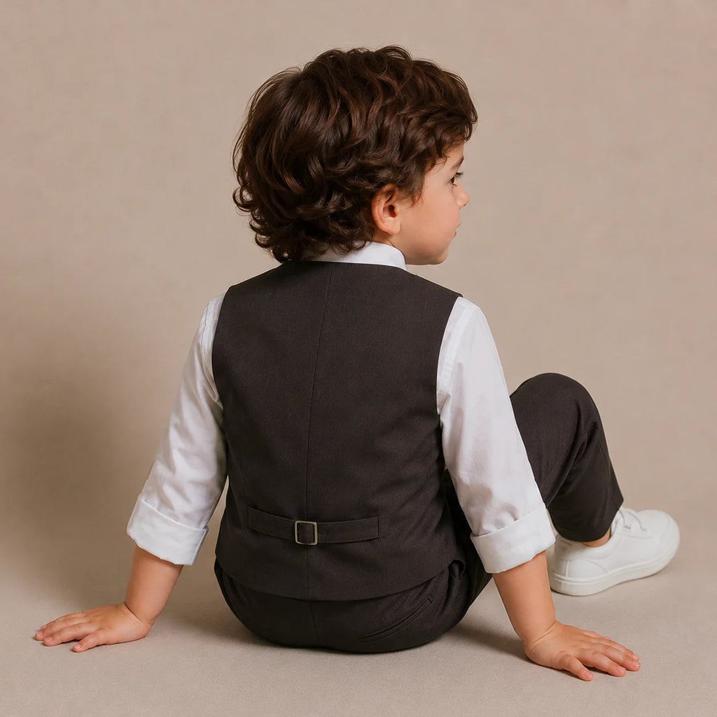 Baby Boy Dark Brown Waistcoat Formal Set