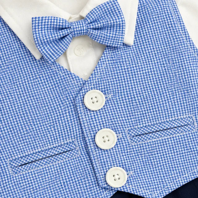 Baby boy formal romper article 12 fabric detail