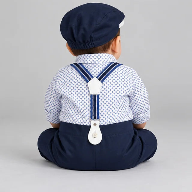 Baby boy formal romper article 4 model back