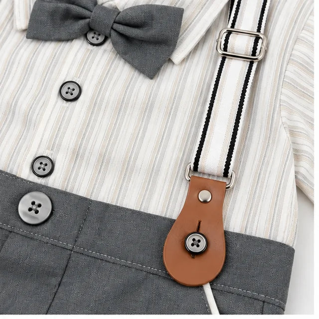 Baby boy formal romper article 9 fabric detail