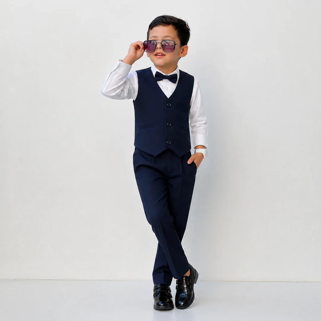 Baby Boy Navy Blue Waistcoat Formal Set
