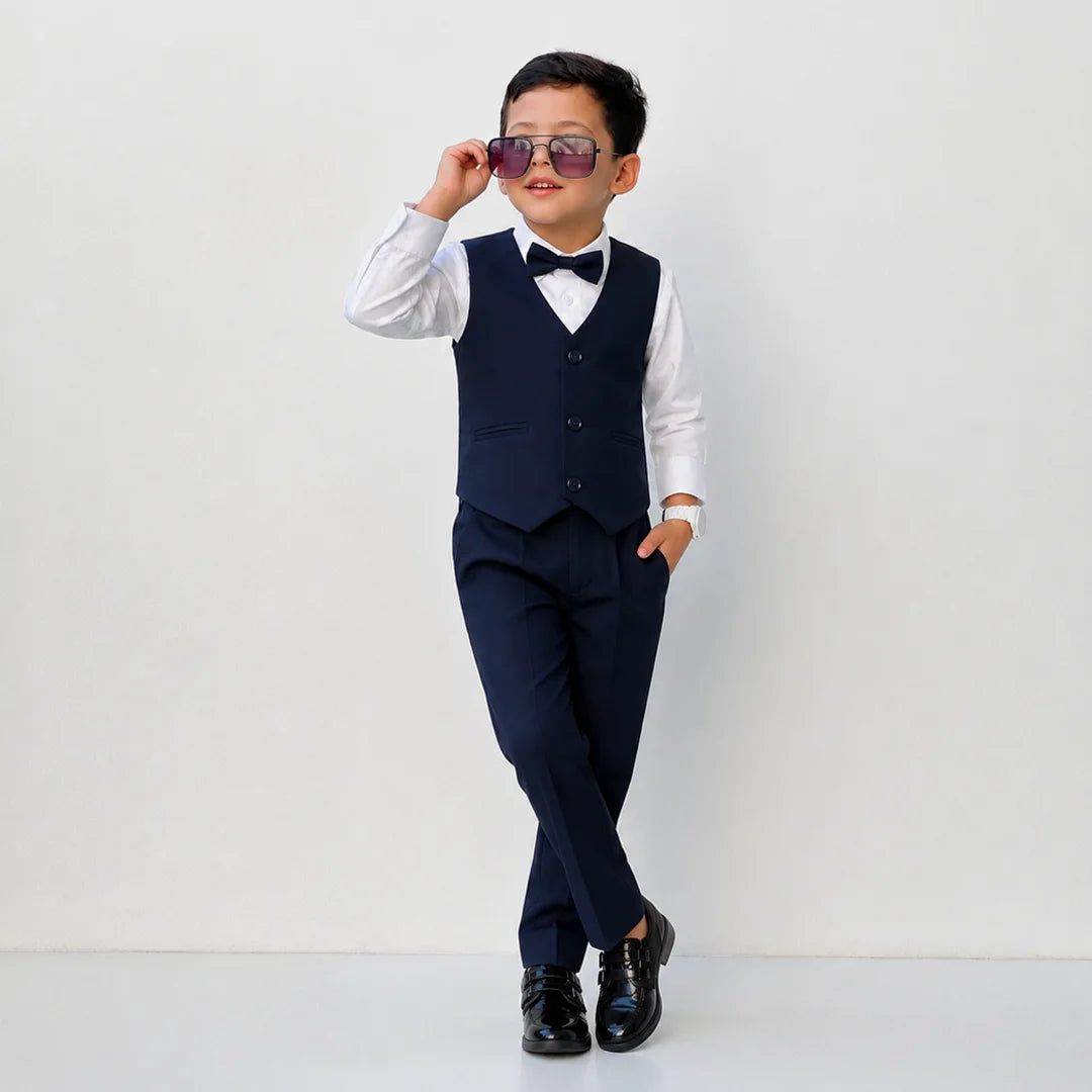 Baby Boy Navy Blue Waistcoat Formal Set